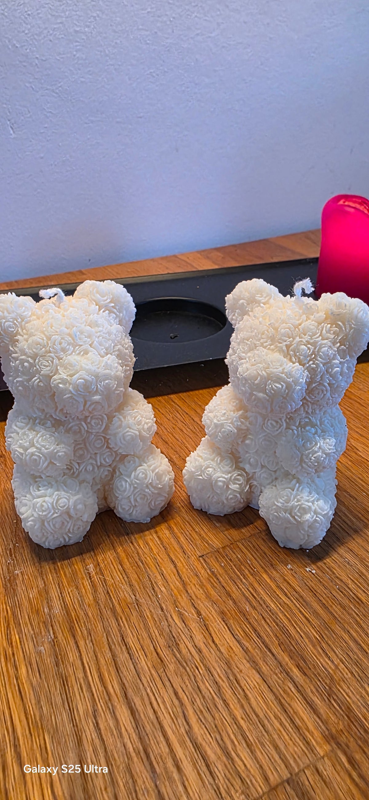 Rosebamse stearinlys - håndlavet