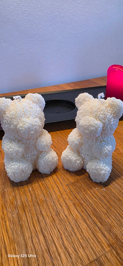 Rosebamse stearinlys - håndlavet