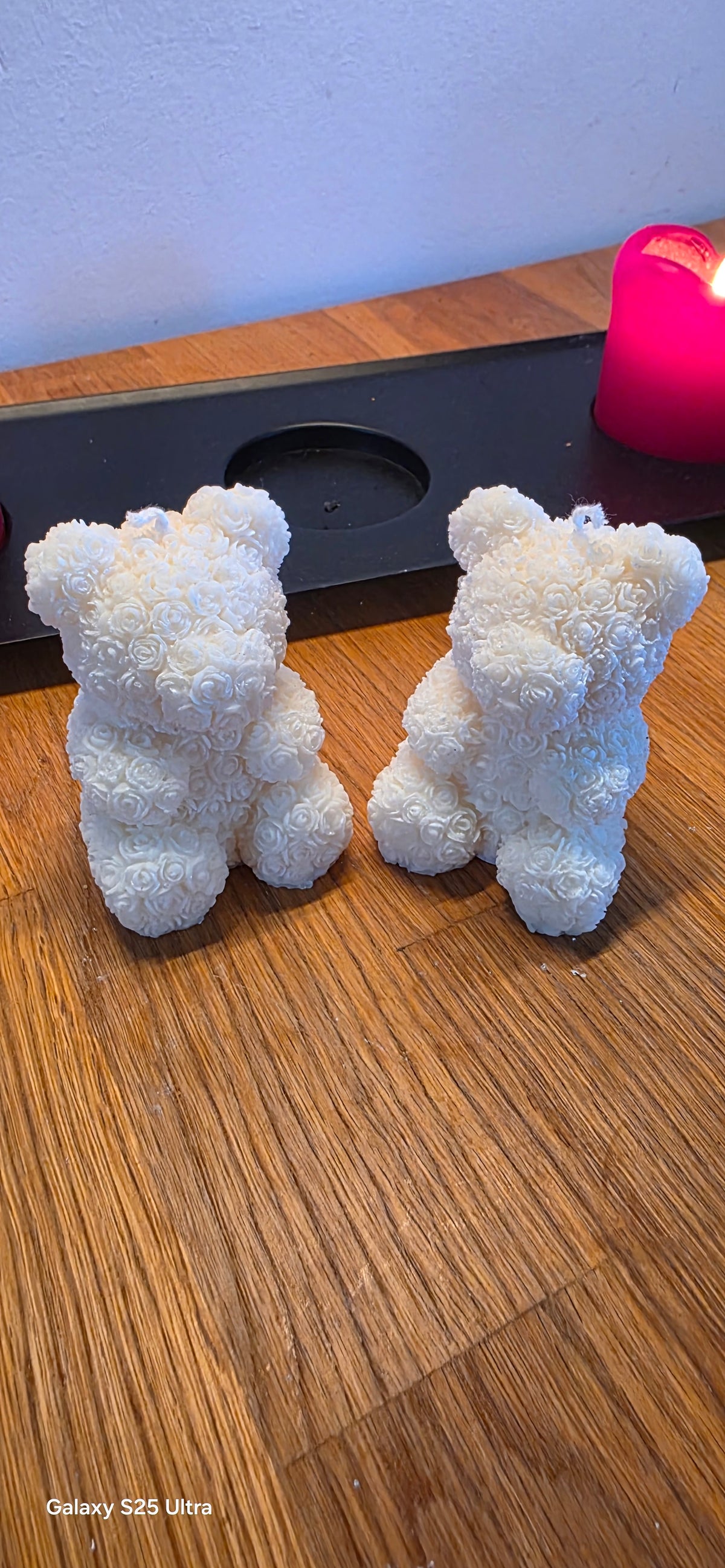 Rosebamse stearinlys - håndlavet